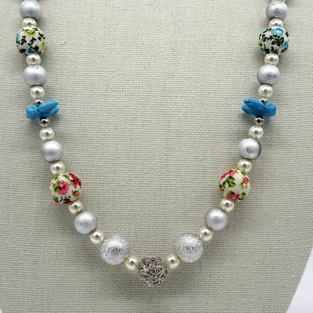 Long necklace with ceramic blue birds. - Picture 7 of 8
